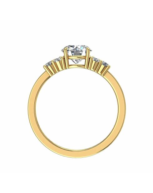 Anello con diamante sintetico da 0,80 carati con spalla Valentina in oro giallo