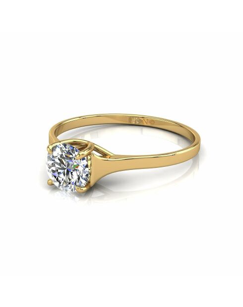 Diamante sintético redondo solitario de 0.50 quilates Carina Yellow Gold