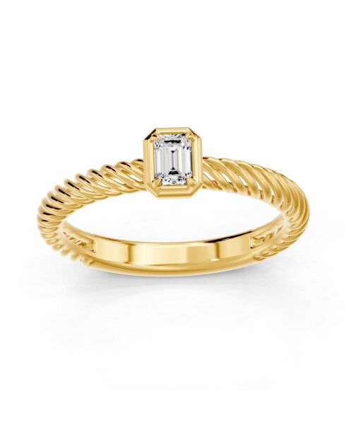 0,20 karaat Vittoria Emerald Cut synthetische diamant solitaire geelgoud