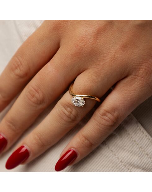 0.50 karaat Raffaella roségouden ovale synthetische diamantsolitaire