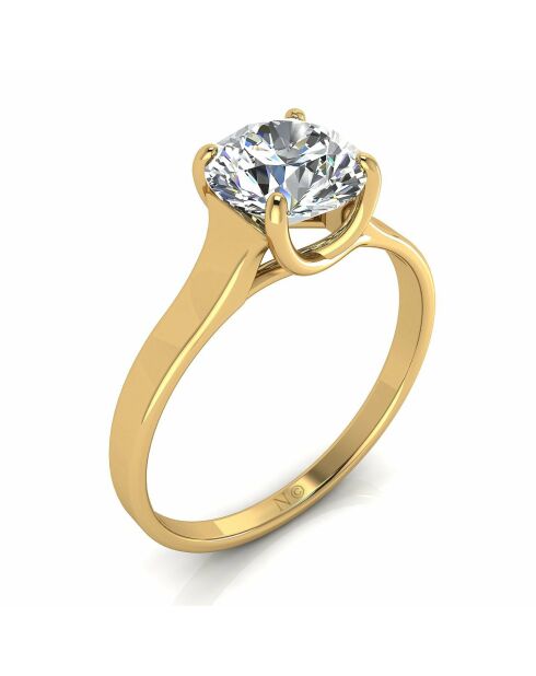 1.00 karaat synthetische diamant solitaire 4-polige carina geelgoud