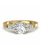 1.00 Karaat synthetische diamanten ring met schouder Valentina geelgoud