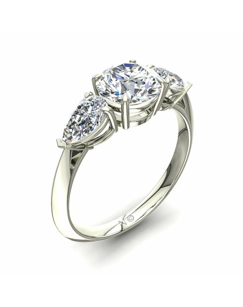 Ronde synthetische diamanten ring en synthetische peerdiamanten 1.20 karaat rosaswitgoud