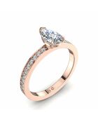 Solitaire natuurlijke peerdiamant en ronde natuurlijke diamanten 0,65 karaat Noémie roségoud