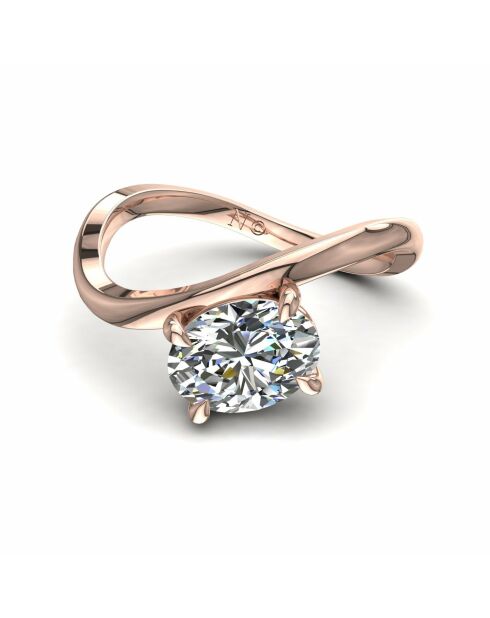 Anillo de diamantes naturales ovalados Raffaella de 1.00 quilates en oro rosa