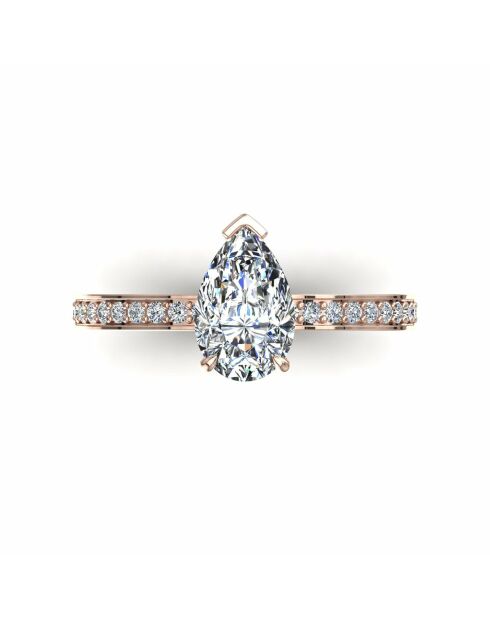 1.50 karaat peervormige verlovingsring met synthetische diamanten, Noémie, roségoud