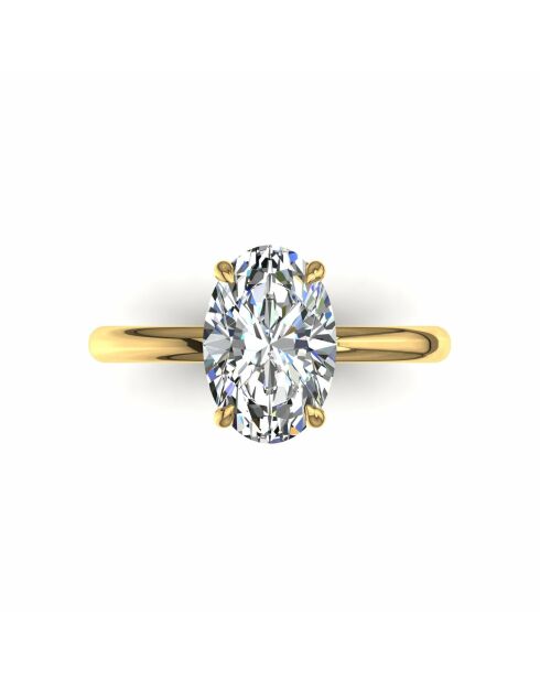 1.00 karaat Romy geelgouden ovale synthetische diamanten verlovingsring