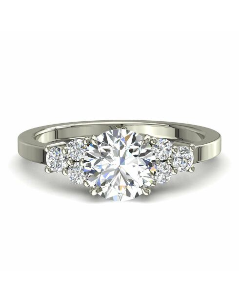 1.00 Karaat synthetische diamanten ring met schouder Valentina witgoud
