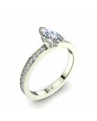 Solitaire natuurlijke peerdiamant en ronde natuurlijke diamanten 0,65 karaat Noémie White Gold