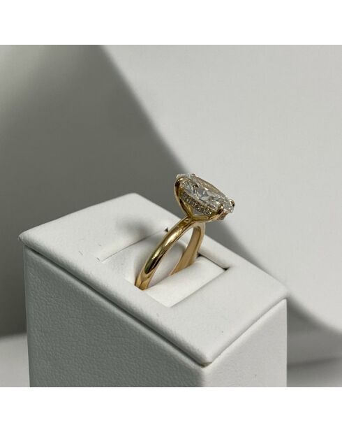 0.50 karaat Romy geelgouden natuurlijke ovale diamanten verlovingsring