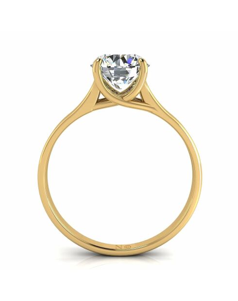 Solitario de diamante natural de 1 quilate en oro amarillo Carina de 4 puntas