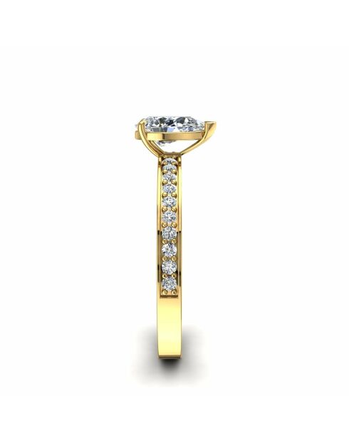 Solitaire natuurlijke peerdiamant en ronde natuurlijke diamanten 0,65 karaat Noémie Yellow Gold