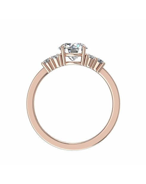 Anillo de diamantes sintéticos de 1.20 quilates con hombro Valentina Rose Gold