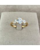 1.00 Karat synthetischer Diamantring mit 2 Rosabirnen aus Gelbgold