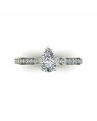 Solitaire natuurlijke peerdiamant en ronde natuurlijke diamanten 0,65 karaat Noémie White Gold