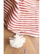 Berberdecke mit Pompons und roten Streifen - 300x200cm