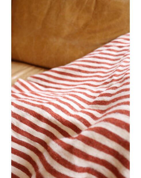 Berberdecke mit Pompons und roten Streifen - 300x200cm