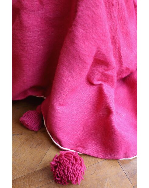Berberdecke mit pinkfarbenen Quasten - 300x200cm