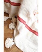 Berberdecke mit weißen Quasten und rosafarbenen Streifen - 300x200cm