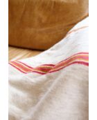 Berberdecke mit weißen Quasten und rosafarbenen Streifen - 300x200cm