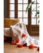 Berberdecke mit Quasten und taupefarbenen Streifen - 300x200cm