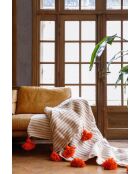 Berberdecke mit Quasten und taupefarbenen Streifen - 300x200cm