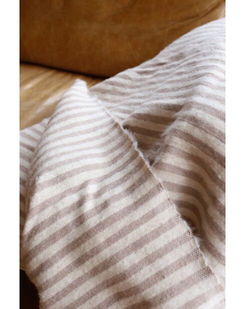 Berberdecke mit Quasten und taupefarbenen Streifen - 300x200cm