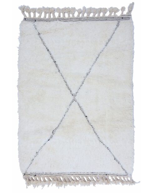 Beni Ouarain tapijt tijdloos zwart en wit collectie - 150x100cm