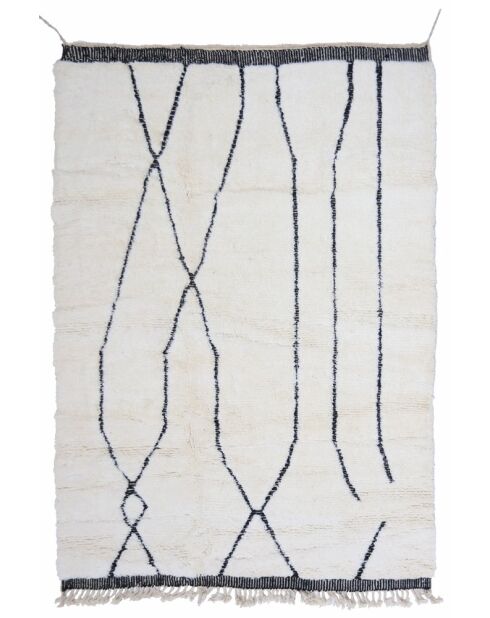 Beni Ouarain tapijt tijdloos zwart en wit collectie - 253x170cm