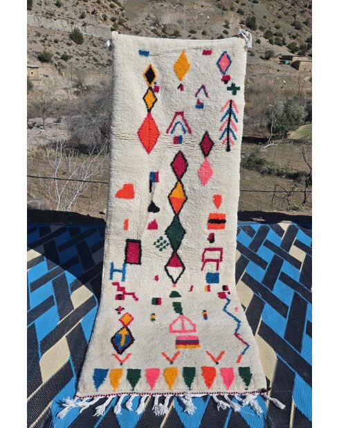 Alfombra bereber multicolor - 258x90cm