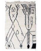 Beni Ouarain zwart en wit tapijt - 190x146cm