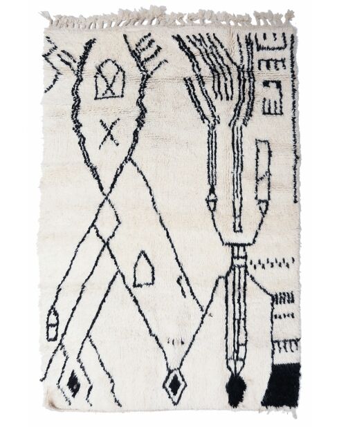 Beni Ouarain zwart en wit tapijt - 190x146cm