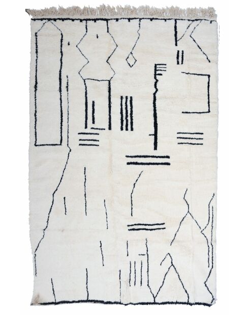 Beni Ouarain zwart en wit tapijt - 380x256cm