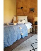 Berberdecke mit Quasten und blauen Streifen - 300x200cm