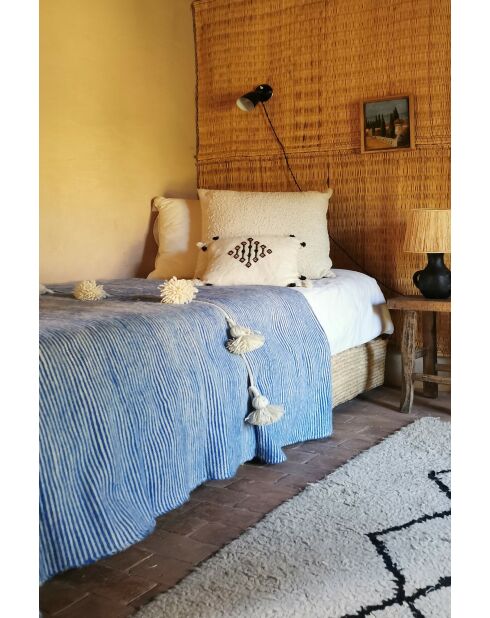 Berberdecke mit Quasten und blauen Streifen - 300x200cm
