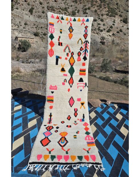 Alfombra bereber multicolor - 318x82cm