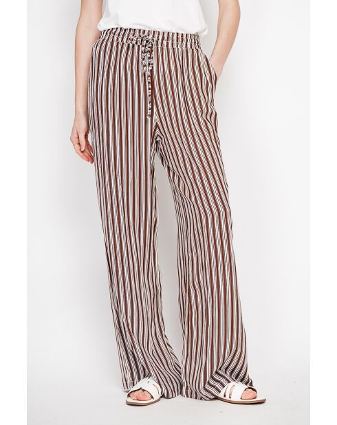 Micheline braune Hose aus Leinenmischung mit hoher Taille