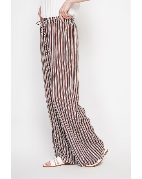 Micheline braune Hose aus Leinenmischung mit hoher Taille