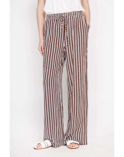 Micheline braune Hose aus Leinenmischung mit hoher Taille