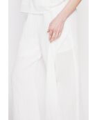 Stéphanie weiße Leinenhose mit hoher Taille