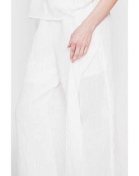 Stéphanie weiße Leinenhose mit hoher Taille