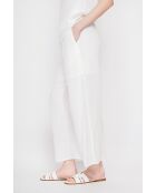Stéphanie weiße Leinenhose mit hoher Taille