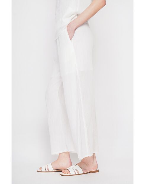 Stéphanie weiße Leinenhose mit hoher Taille