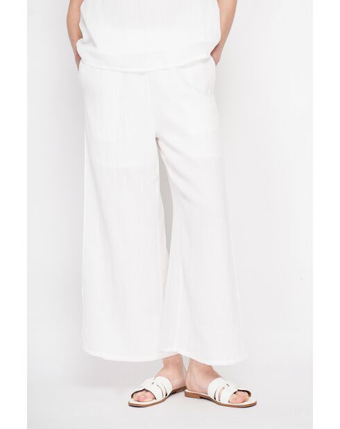 Stéphanie weiße Leinenhose mit hoher Taille