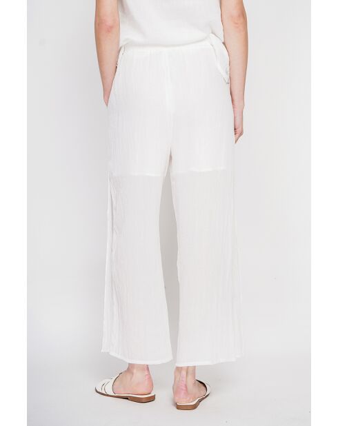 Stéphanie weiße Leinenhose mit hoher Taille