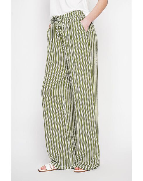 Micheline khakifarbene Hose aus Leinenmischung mit hoher Taille