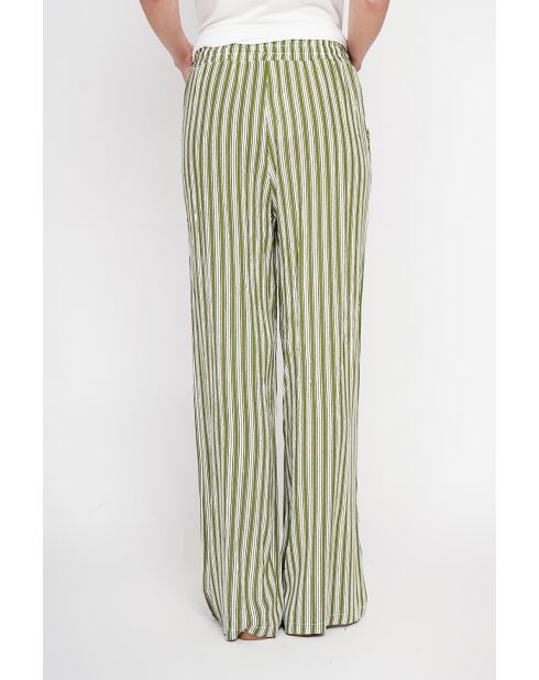 Micheline khakifarbene Hose aus Leinenmischung mit hoher Taille