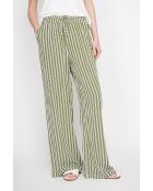 Micheline khakifarbene Hose aus Leinenmischung mit hoher Taille