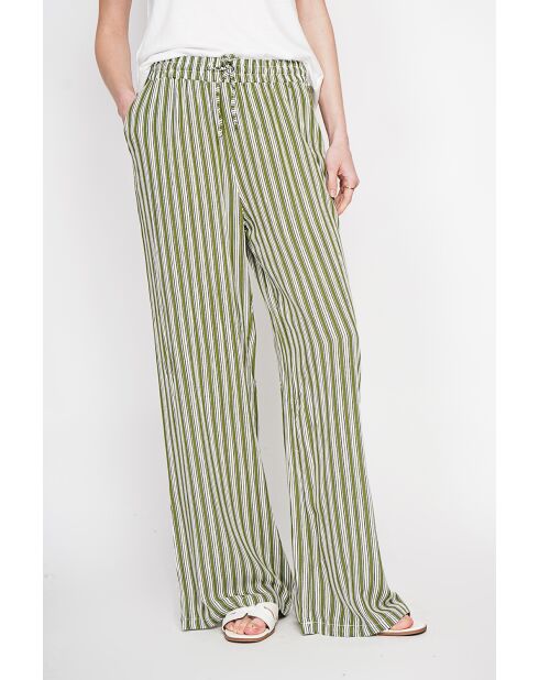 Micheline khakifarbene Hose aus Leinenmischung mit hoher Taille