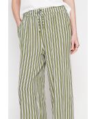 Micheline khakifarbene Hose aus Leinenmischung mit hoher Taille